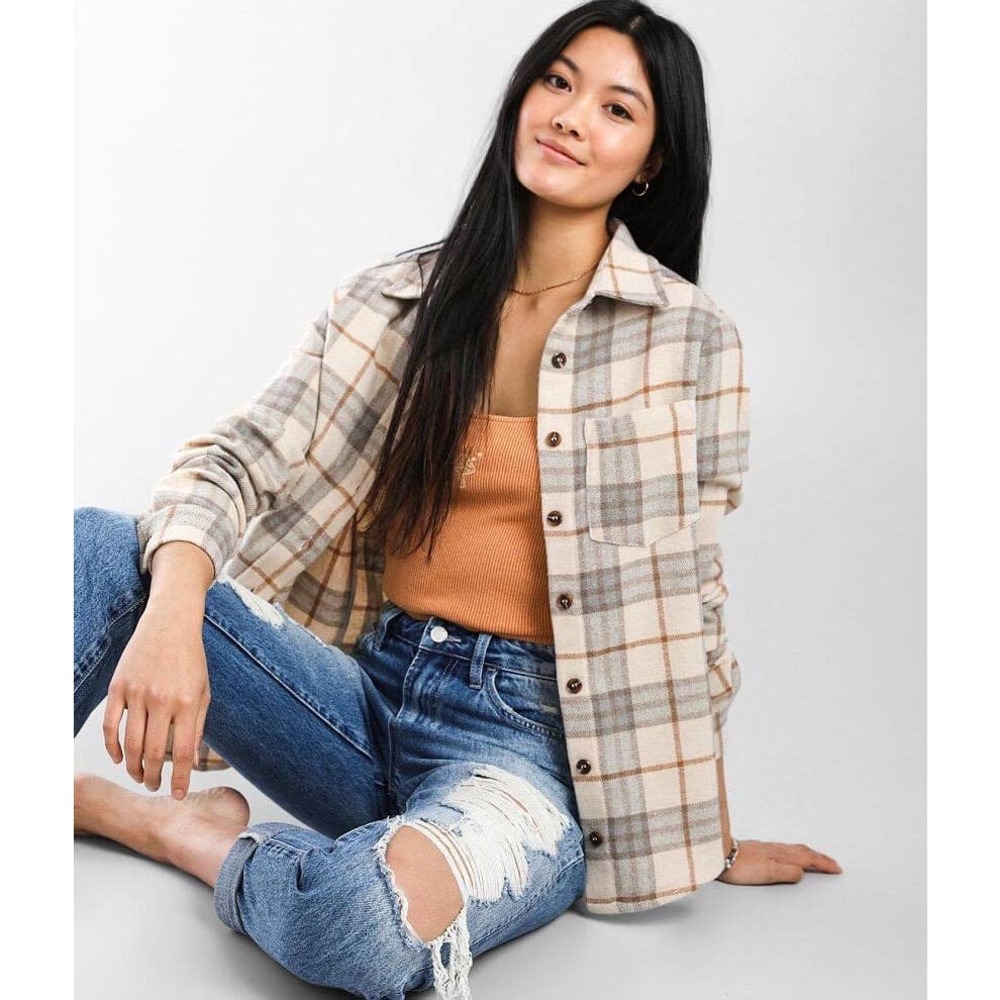 BKE Plaid Boyfriend Flannel Shirt Small